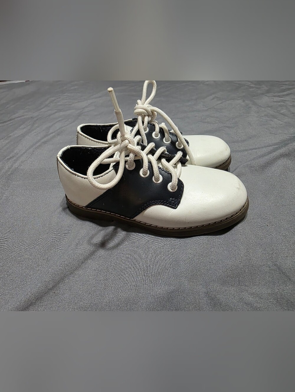 Stride Rite Kids Two-Tone White and Black Saddle Oxfords
